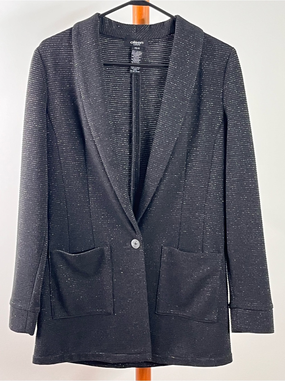 Olsen Black Sparkle Shawl-Collar Blazer